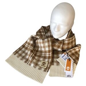Timberland Scarf Buffalo Plaid Brown/Cream NWT Fall Cozy Soft $60 Retail MSRP
